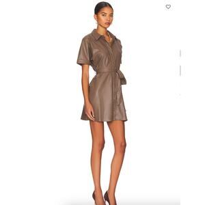 NWT Heartloom Soho Mini Dress Faux Leather Brown Sz Medium